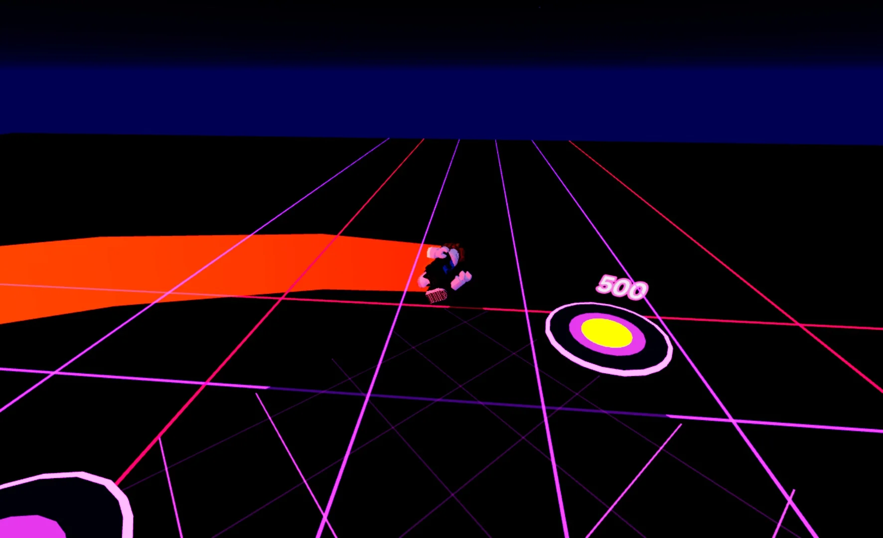 A player flying toward a floating ring labelled 500, trailing an orange streak