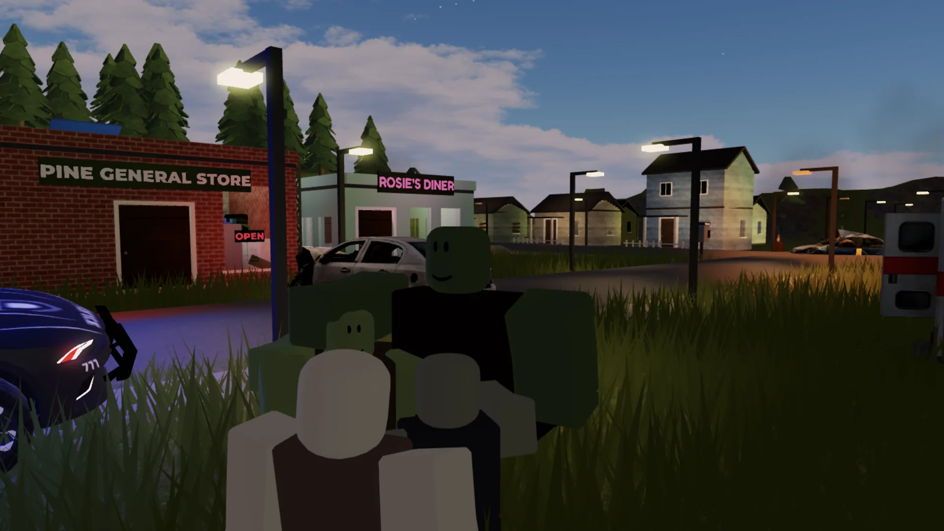 A horde of infected on a Stillwater street at night