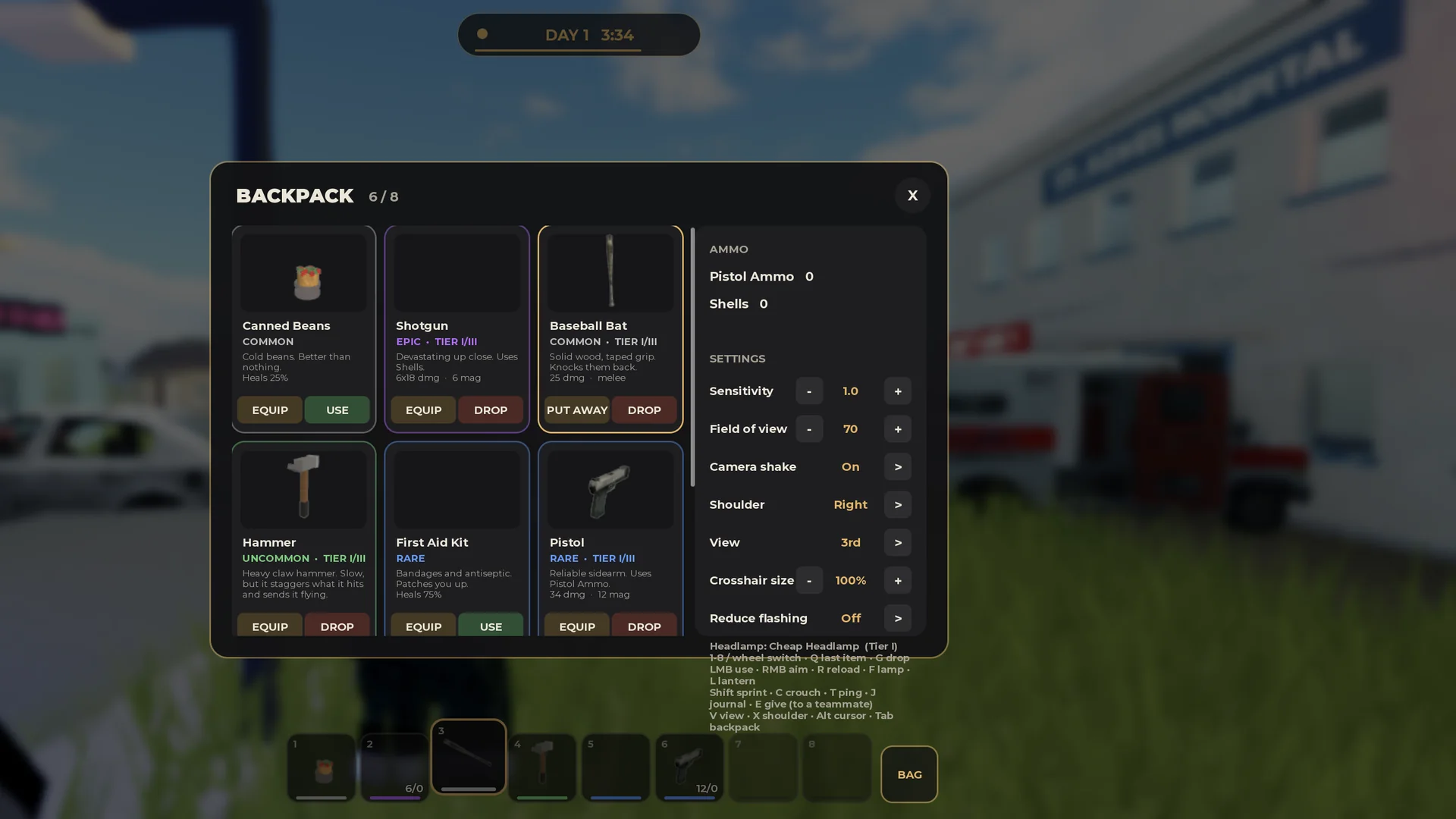 The backpack inventory panel